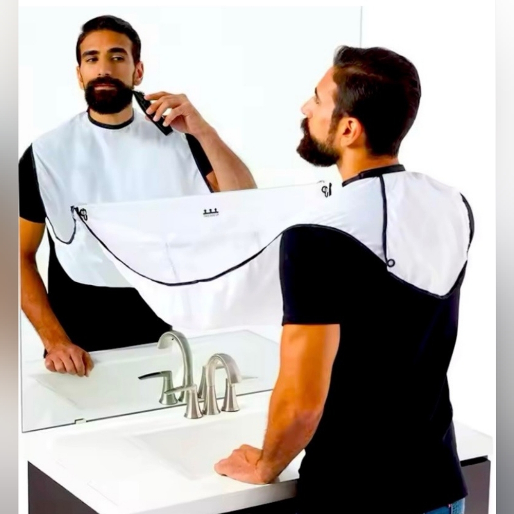 Men's Shaving Apron - Beard Shaving Care. White Color